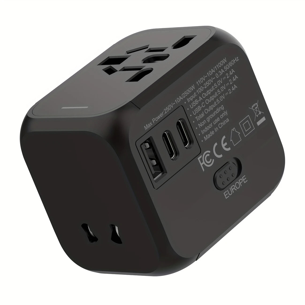 Compact Travel Adapter, plug to any socket.