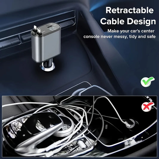 120W Retractable Car Plug with inbuilt cables