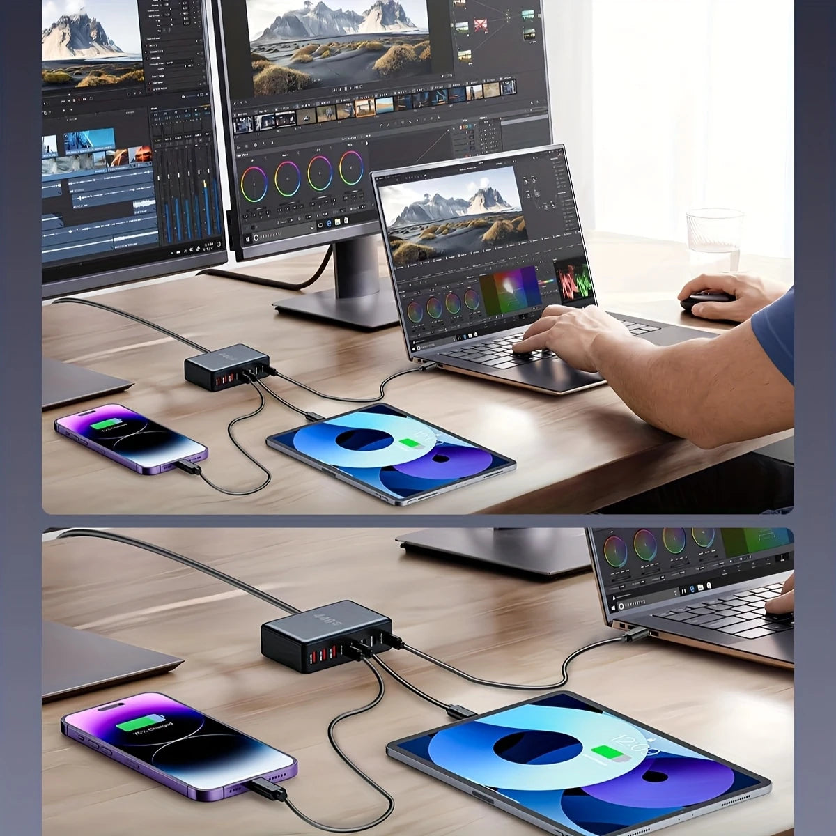 440W Multi-Port Charger with 8 Outlets & 5 USB Ports