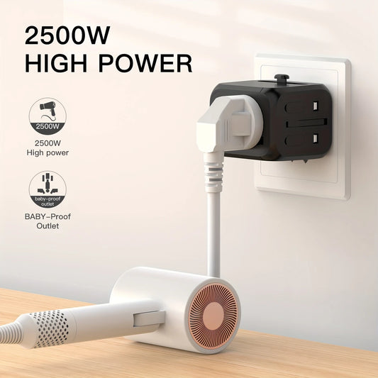 Compact Travel Adapter, plug to any socket.