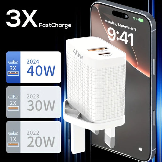 40W Dual Port USB Charger with 100.58cm Cable