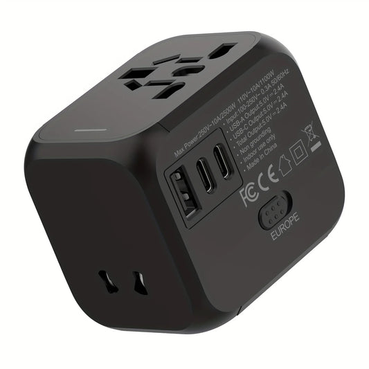 Compact Travel Adapter, plug to any socket.