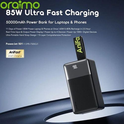 50000mAh 85watt Oraimo Laptop Powerbank