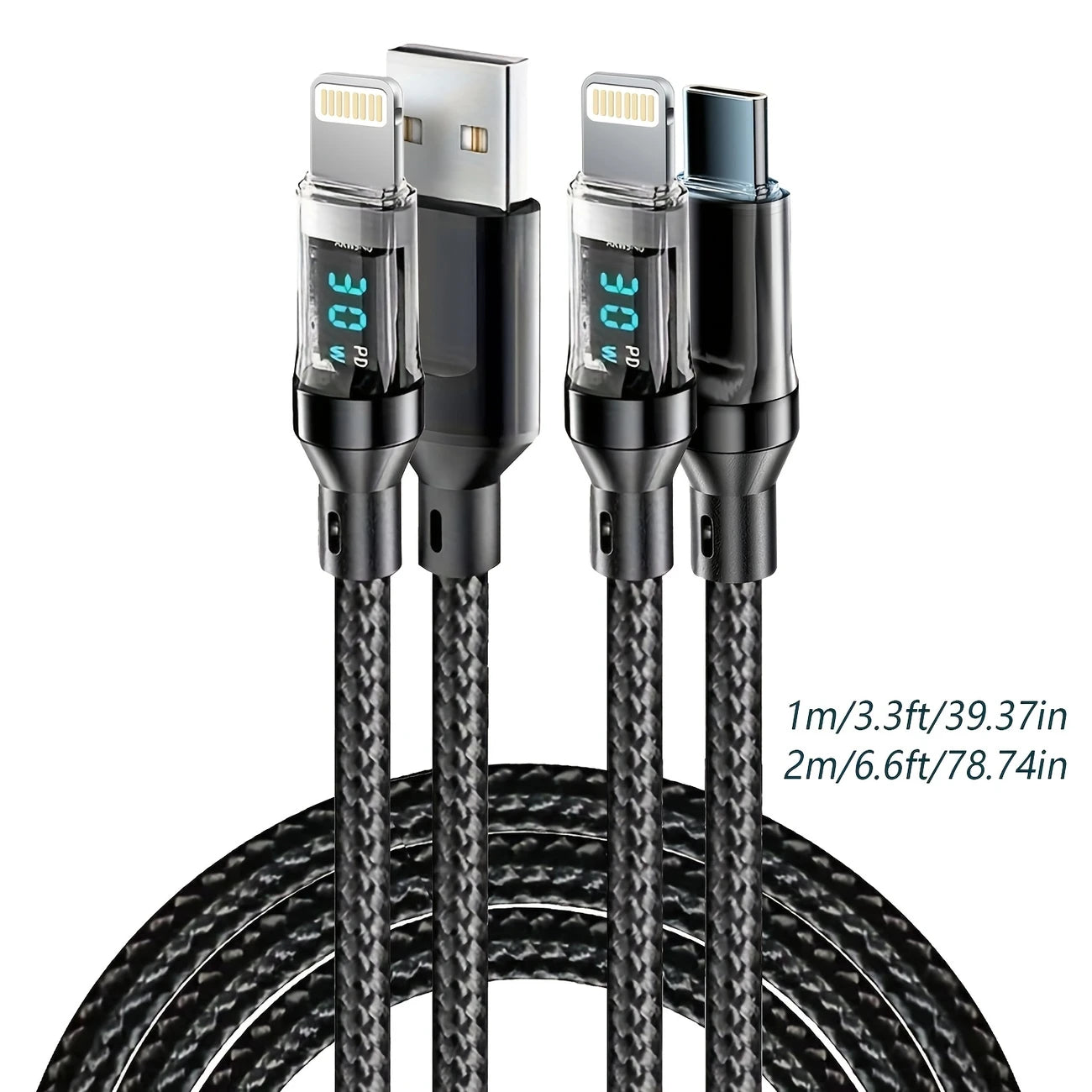 USB A to iOS Fast Cable with Display 6.6ft/2m