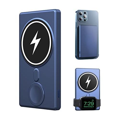 3 In 1 Magnetic Wireless Charging Power Bank, 5,000mAh Mag-Safe Battery Pack