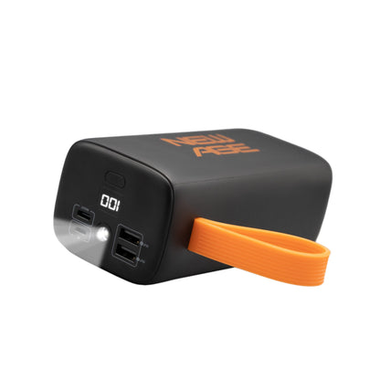 New Age Turbo Ultra 4 44000mAh Power Bank - PD 22.5W Fast Charging, 4 Ports, Digital Display, Flashlight - Black Orange