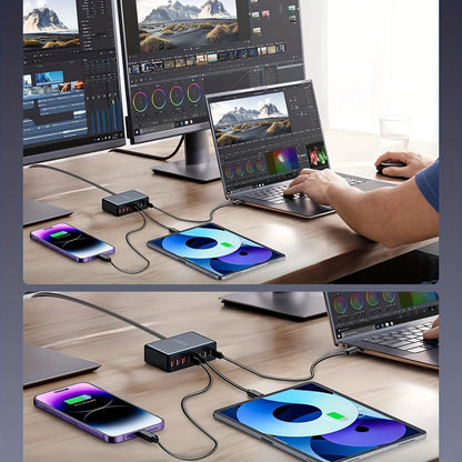 440W Multi-Port Charger with 8 Outlets & 5 USB Ports