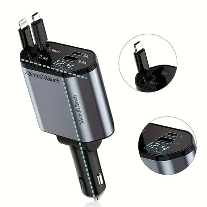120W Retractable Car Plug with inbuilt cables
