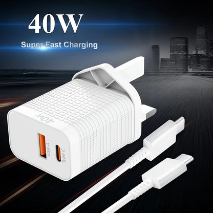 40W Dual Port USB Charger with 100.58cm Cable