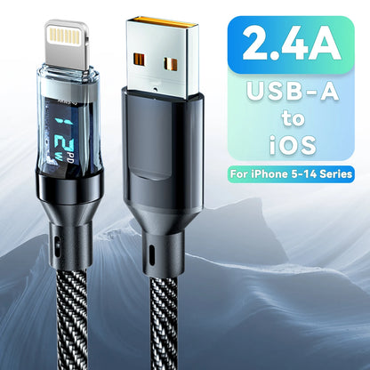 USB A to iOS Fast Cable with Display 6.6ft/2m