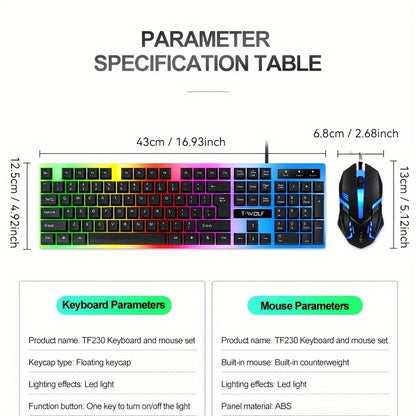 T-WOLF wired keyboard and mouse