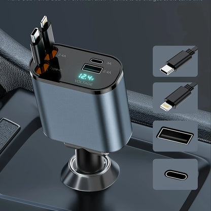 120W Retractable Car Plug with inbuilt cables